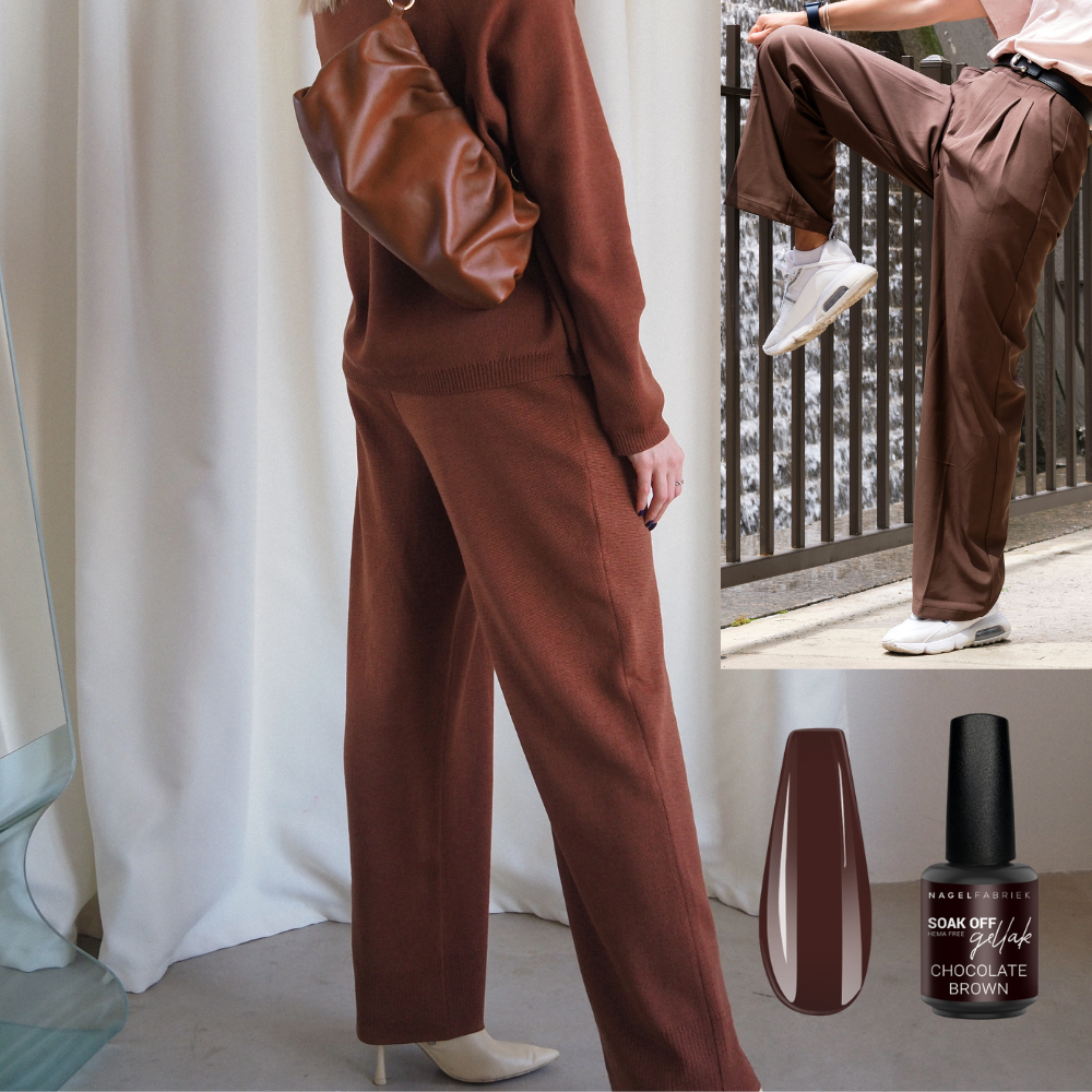 Chocolate Brown gellak kleur van het jaar 2025 – warme bruine tint