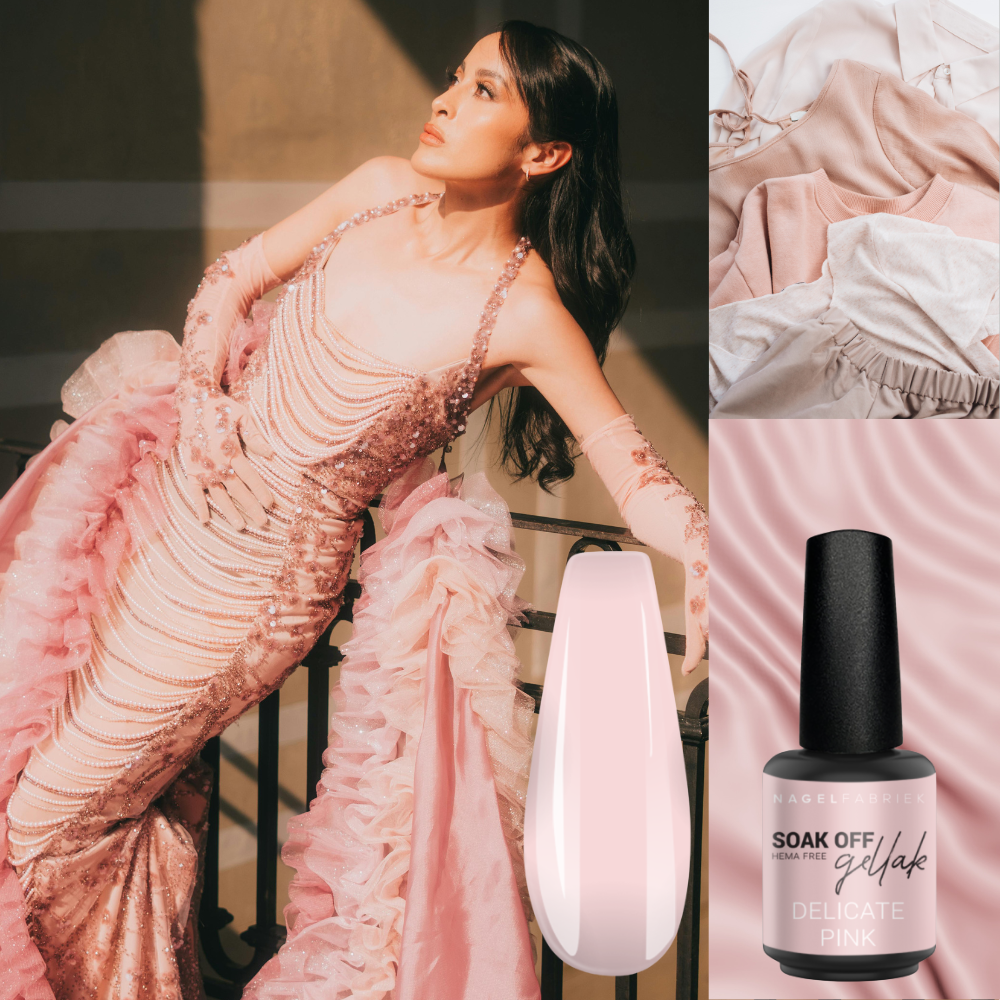 Roze gellak kleurtrend 2025 – elegante nude roze nagellak