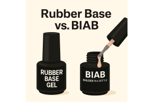 Vergelijking tussen Rubber Base en BIAB van Nagelfabriek voor nagelversteviging.