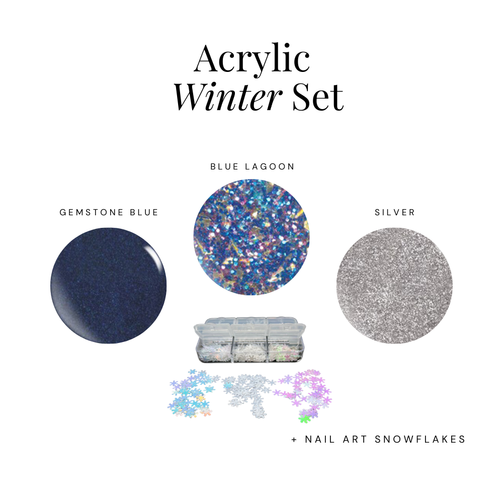 Acrylic Winter Set + Nail Art Snowflakes