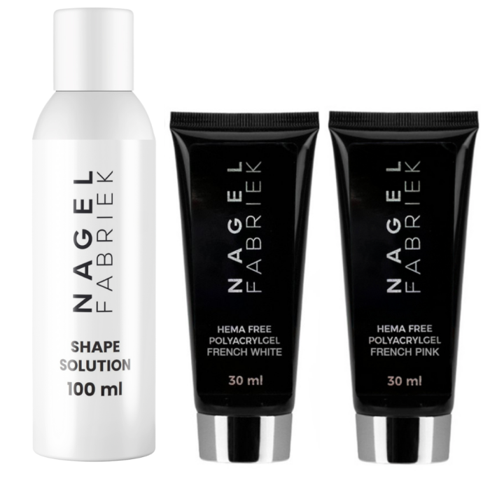 Polyacrylgel French White + French Pink + Shape Solution