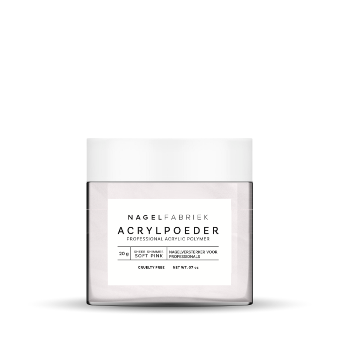 Acrylpoeder sheer shimmer soft pink 20g