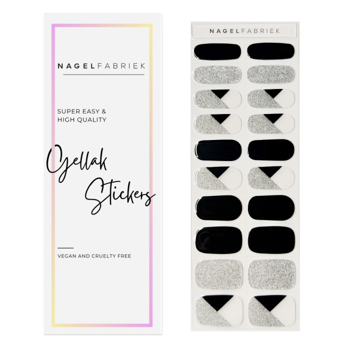 20 zwart/zilveren gellak stickers. 