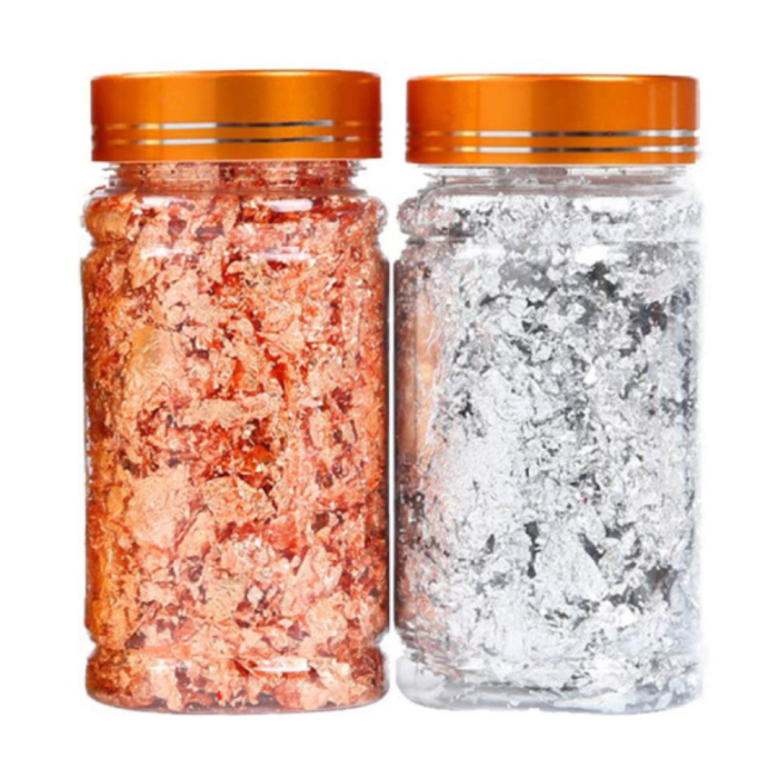 Nail Art Flakes Rosé en Zilver