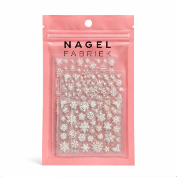 Nail Art Stickers 3D Snowflakes Wit in het zakje