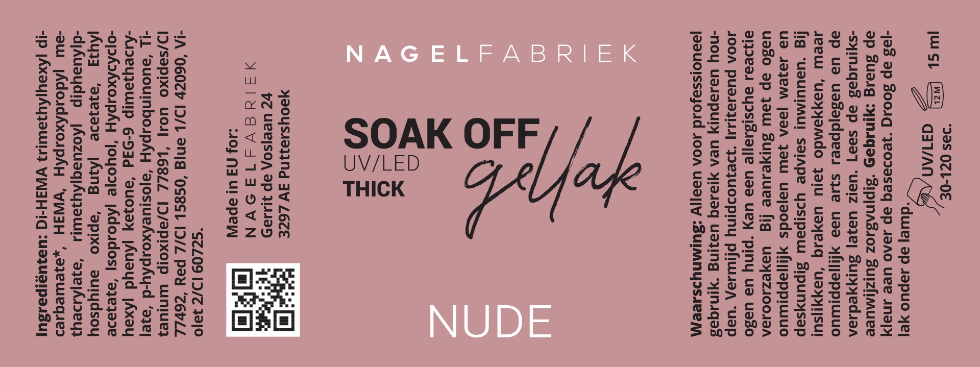 Label Soak Off Gellak Nude 15 ml