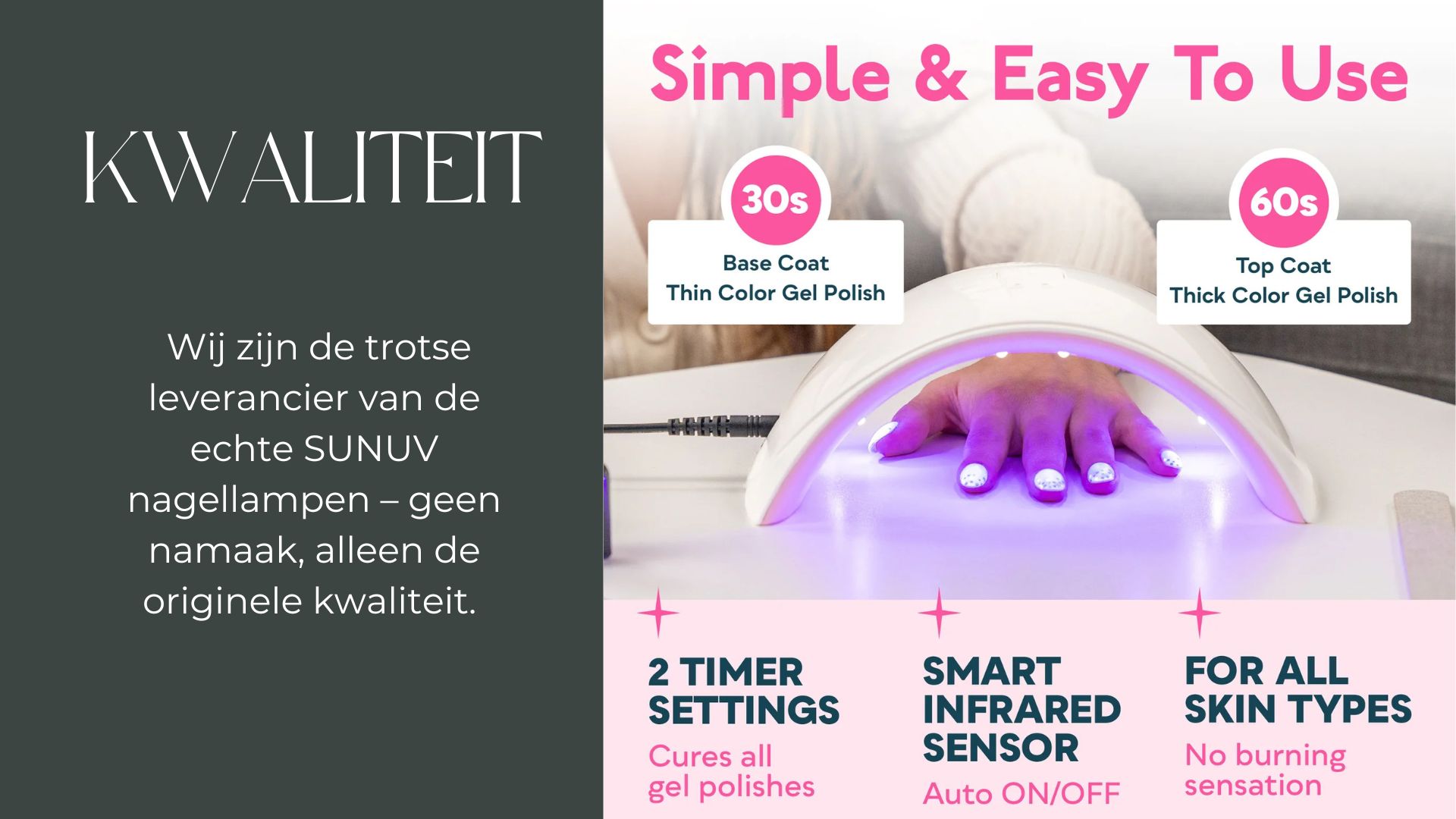 SUNUV 3 Smart LED UV lamp – snelle en efficiënte uitharding van nagelproducten SUNUV 3 Smart 2-in-1 LED UV lamp 48 Watt voor het uitharden van gellak